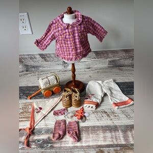 American Girl BITTY BABY Doll HARVEST PLAID Set - Near Complete No Book 2003
